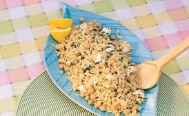 Orzo with Garbanzo Beans, Goat Cheese, and Oregano