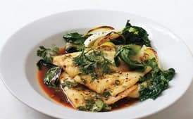 Oven-Roasted Flounder With Bok Choy, Cilantro, and Lime
