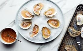 Roasted Oysters With Warm Butter Mignonette