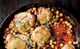Pan-Roasted Chicken with Harissa Chickpeas