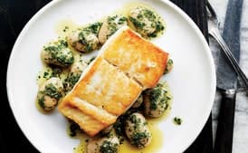 Pan-Roasted Halibut with Herbed Corona Beans