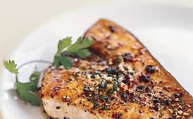 Pan-Roasted Swordfish Steaks with Mixed-Peppercorn Butter