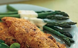 Parmesan-Crusted Chicken and Asparagus with Sauce Maltaise
