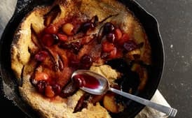 Peach Dutch Baby Pancake with Cherry Compote