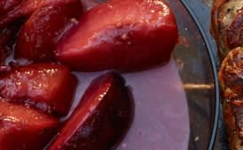 Peach Melba with Burnt Caramel Sauce