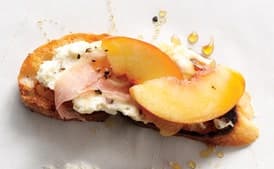 Peach, Prosciutto & Ricotta Crostini