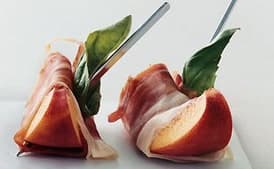 Peaches with Serrano Ham and Basil
