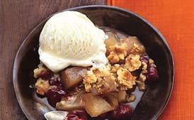 Pear and Dried-Cherry Crisp with Nutmeg-Walnut Streusel