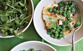 Peas with Baked Ricotta and Bread Crumbs