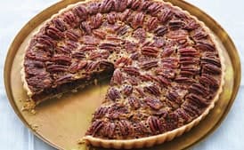 Pecan and Chocolate Tart with Bourbon Whipped Crème Fraîche
