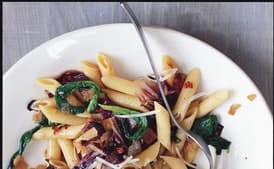 Penne with Radicchio, Spinach, and Bacon
