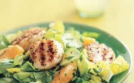 Pepper and Coriander Scallop Skewers with Tarragon Salad