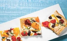 Phyllo Pizza with Smoked Mozzarella and Cherry Tomatoes