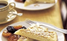 Pine Nut Torta with Marsala-Poached Autumn Fruit