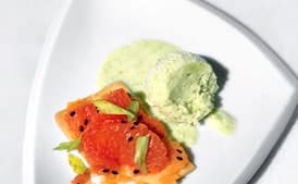 Pink Grapefruit Tart with Edamame Ice Cream and Black Sesame Seeds