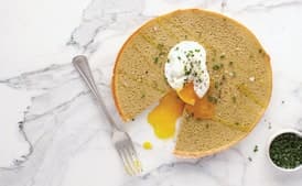 Plantain Flatbread With Poached Egg and Honey Drizzle