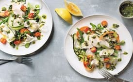 Poached Chicken, Crunchy Vegetables, and Herb Dressing