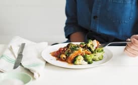 Poached Fish with Spinach in Chili-Tomato Sauce