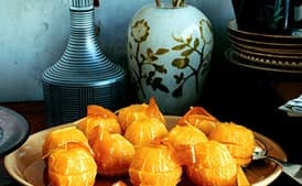 Poached Oranges with Candied Zest and Ginger