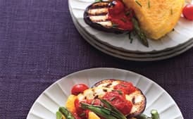 Polenta and Vegetables with Roasted Red Pepper Sauce