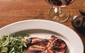 Pork Blade Steaks with Nduja and Honey and Arugula Salad