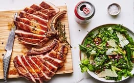 Pork Chops with Celery and Almond Salad
