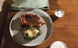 Pork Chops with Chiles Rellenos and Ancho Sauce