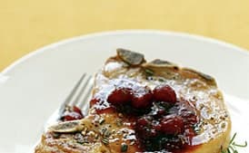 Pork Chops with Cranberry, Port, and Rosemary Sauce