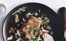 Pork Tenderloin With Arugula Endive and Walnut Vinaigrette