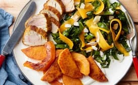 Pork Tenderloin with Turmeric, Squash, and Collard Greens Salad