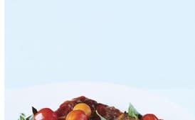 Porterhouse Steak with Pan Seared Cherry Tomatoes