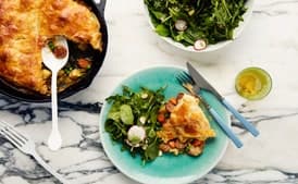 Potato, Leek, and Pea Pot Pie with Spinach-Arugula Salad