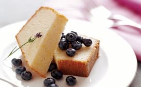 Pound Cake with Blueberries and Lavender Syrup