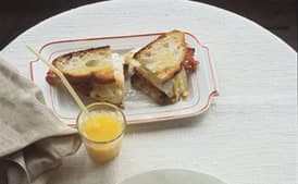 Prosciutto, Fried Egg, and Parmesan on Country Bread