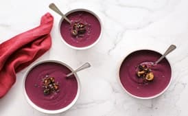 Purple Sweet Potato Soup With Salted Mushrooms