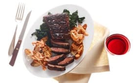 Quick-Marinated Skirt Steak With Sriracha Potatoes and Spinach