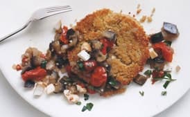 Quinoa Cakes with Eggplant-Tomato Ragù and Smoked Mozzarella