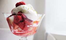 Raspberry Fool with Toasted Angel Food Cake