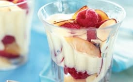 Raspberry-Nectarine Parfaits with Warm Peach Sabayon