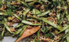 Raw Asparagus Salad with Breadcrumbs, Walnuts, and Mint