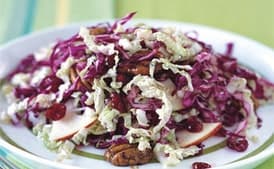 Red and Napa Cabbage Salad with Braeburn Apples and Spiced Pecans