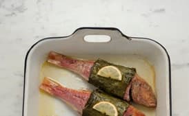 Red Mullet Baked in Grape (Vine) Leaves