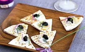 Red Onion, Sour Cream, and Caviar Quesadillas