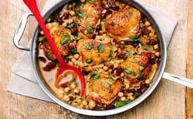 Red Wine–Braised Chicken with Chorizo and Chickpeas