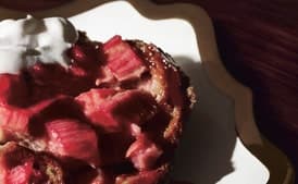 Rhubarb and Ginger Brioche Bread Pudding