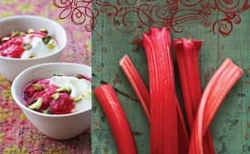 Rhubarb and Pistachios over Thick Yogurt