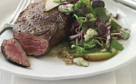 Rib-Eye Steaks with Radicchio, Pear, and Blue Cheese Salad