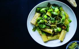 Rigatoni With Brussels Sprouts, Parmesan, Lemon, and Leek