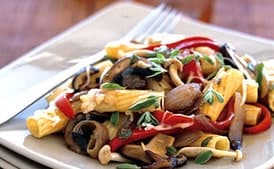 Rigatoni with Red Peppers, Wild Mushrooms, and Fontina