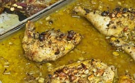 Roast Chicken with Saffron, Hazelnuts, and Honey